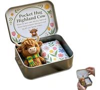 Générique Coffret Cadeau Vache des Highlands Câlinement de Poche, Mini Peluche Douce avec Carte et Boîte, Cadeau de Soutien Émotionnel Adorable pour Femmes et Amies, Souvenir Câlin Portable pour (#A)