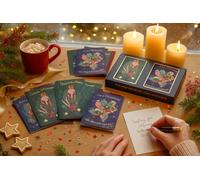 Générique Coffret de 10 Cartes de Noël de Luxe avec Enveloppes - Designs Festifs Élégants, Ornements Dorés, Idéal pour Souhaits de Fin d’Année -FSC Certifié (bleu)