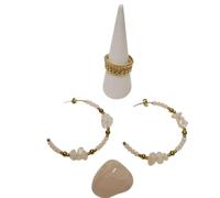 Générique coffret de Bijoux quartz rose avec Perles Dorées,Créoles et Bague en acier inoxydable, Collection Élégante, Accessoires de Mode - pierre minérale - La boutique de Sand