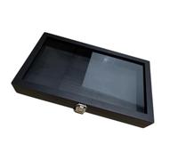 Générique Coffret de Collection, Boîte de Rangement pour Médailles, Organiseur de Broches en Bois, Vitrine à Bijoux, Rangement pour La Maison, Noir 37.5x22x5.5 Cm