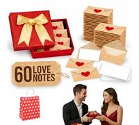 Générique Coffret de mini-cartes et enveloppes vierges avec sceaux en forme de cœur pour la Saint-Valentin messages d’amour personnalisés et cadeaux romantiques (60pcs)