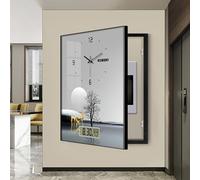 Générique Coffret décoratif pour Tableau électrique avec Horloge - Boîtier de disjoncteur Mural pour Salon, Cuisine, véranda et Bureau (Noir, 60 x 80 cm)