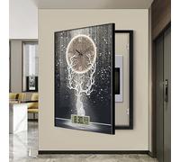 Générique Coffret décoratif pour Tableau électrique avec Horloge, boîtier Mural pour Salon, Cuisine, Bureau et véranda - Noir, 45 x 60 cm