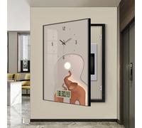 Générique Coffret décoratif pour Tableau électrique avec Horloge - Panneau de disjoncteurs Mural pour Salon, Cuisine, véranda et Bureau - Noir 60 x 80 cm