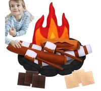Générique Coffret feu de Camp simulé pour en Feutre 380g avec bûches Biscuits chocolats guimauves bâtons Pierres et feu Inclus Jeu créatif intérieur Taille Emballage