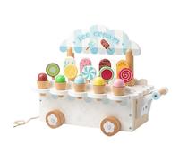 Générique Coffret Jeu Glace - Chariot en Bois,Boutique Glaces Imitation - pour Garçons Et Filles 3-6 Ans Anniversaire Cuisine Fête Épicerie Pique-Nique Restaurant Supermarché