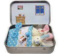 Générique Coffret Miniature Lapins de Pâques en Peluche - Jeu de Poche Portable avec Accessoires, Kit d'Adoption DIY, Boîte Décorative pour Enfants, Cadeau Lapin Pâques Filles Ados (Bleu)
