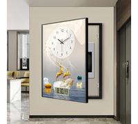 Générique Coffret Mural avec Horloge pour Tableau électrique - Boîtier décoratif pour disjoncteurs, idéal pour Le Salon, la Cuisine, la véranda et Le Bureau (Noir, 10,45 x 60 cm / 17,7 x 23,6 Pouces)