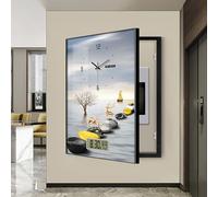 Générique Coffret Mural décoratif avec Horloge pour Tableau électrique, idéal pour Le Salon, la Cuisine, la véranda et Le Bureau - Noir 50 x 60 cm