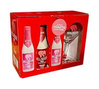 Générique Coffret Verre à Bière Delirium Officiel, Calice Tulipe 33cl + 6 Bouteilles, Style Art Déco, pour Dégustation ou Collection (Delirium Fruitée Rouge)