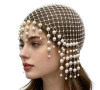 Générique Coiffe De Tête Femme À Glands Et Perles | Élégant Couvre-Chef Artificiel De Nouveauté | Serre-Tête en Perles pour Femmes | Idéal pour Rencontres Amoureuses Anniversaires Fiançailles