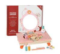 Générique Coiffeuse Fille Jeu D Imitation,Table De Toilette en Bois avec Miroir | Set Coiffeuse Enfant Repliable avec Peigne Et Cosmétiques - pour Déguisement Anniversaire Noël Studio de Beauté