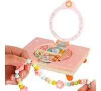 Générique Coiffeuse Jouet - Table de Maquillage Pliante en Bois avec Miroir,Coiffeuse Enfant Pliable pour Jeu D'Imitation avec Peigne Et Cosmétiques | pour Anniversaire Noël Salon Salle De Beauté