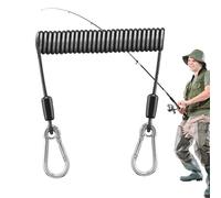 Générique Coiled Fishing Lanyard, Telescopic Stainless Steel Hook, Safety Accessory for Mountaineering, Boating, Camping and Hunting, Fishing Tool, Practical Design, Lanyard for Outdoor Adventure