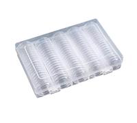 Générique Coin Storage Box, Coin Case, 100 Pieces Silver Dollar Display Organizer with 3cm Round Covers and Gaskets for Silver Eagles Quarters Tokens Souvenir, 7.28x4.72x1.5 inches Clear