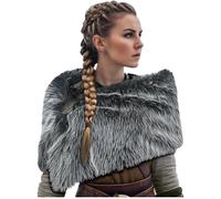 Générique Col Fausse Fourrure Viking Châle en Fourrure Artificielle Collier Rétro Medieval Cape de Costume de Guerrier Médiéval Accessoire de costume de Viking,de renaissance Halloween