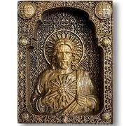 Générique Collection Royale en bois - Icône Sacré-Cœur de Jésus - Décoration religieuse écologique et art chrétien moderne - Icône de poche raffinée - Qualité bijou