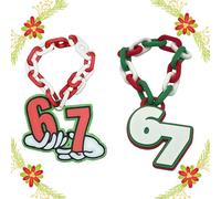 Générique Collier 67 Imprimé En 3D Pour Les Fêtes, Chaîne D'elfes, Chaîne Décorative Amusante Avec Le Chiffre 67 Pour Peluche, Chiffres Rouges Et Blancs, Bijou Personnalisé Pour Les Fans(Red+Green)