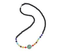 Générique Collier 7 Chakras pour Femmes et Hommes,Collier de Perles D'Obsidienne Noire,Chaîne de Cristal Naturel,Pierre Précieuse Faite À La Main,Méditation,Équilibre,Bijoux,Cadeau,Aventurine Verte