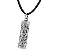 Générique Collier à breloques creux ancien pour contenir un parchemin sacré gravé, design complexe, finition mate, inclus, pendentif ouvrable