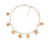 Générique Collier à breloques en forme de champignon coloré, chaîne de clavicule réglable, ras du cou ethnique en métal, bijoux colorés à la mode pour pendentif de fête