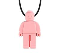 Générique Collier à mâcher Robot - Bijou Sensoriel Silicone Alimentaire sans BPA - Aide Anti-Stress & Concentration TSA/TDAH - Pendentif Robot Amusant (Rose)
