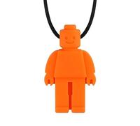 Générique Collier à mâcher Robot - Bijou Sensoriel Silicone Alimentaire sans BPA - Aide Anti-Stress & Concentration TSA/TDAH - Pendentif Robot Amusant (Orange)