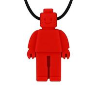 Générique Collier à mâcher Robot - Bijou Sensoriel Silicone Alimentaire sans BPA - Aide Anti-Stress & Concentration TSA/TDAH - Pendentif Robot Amusant (Rouge)