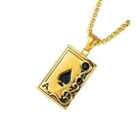 Générique Collier Acier Inoxydable Homme Pendentif Pique A Doré, Chaîne Ras du Cou Élégante, Bijou Mode pour Fêtes et Usage Quotidien, Taille Ajustée