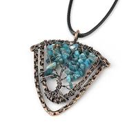 Générique Collier Arbre De Vie Avec Cristal Pour Femme | Pendentif Bouclier Enroulé De Fil Punk Avec Chaîne En Pu Méditation Yoga Équilibre Bijoux Cadeaux Tourmaline