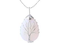 Générique Collier Arbre De Vie En Cristal Noir Pour Hommes Femmes Fait Main Fil Enroulé Pierre Naturelle Pendentif Larme Énergie Reiki Chakra Guérison Bijoux Spirituels Cadeau Chaîne Opale