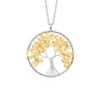 Générique Collier Arbre De Vie, Pendentif En Cristaux, Pierres Précieuses Naturelles Tombées, Colliers Faits Main, Cristal De Guérison Des 7 Chakras, Cadeaux Pour Femmes Hommes, Meilleur Ami Citrine