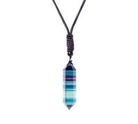 Générique Collier Arc-en- - De Fluorite | Collier Pendentif En Pierre Naturelle Hexagonale, Pendentif Hexagonal En Cristaux De Fluorite Naturels | Bijoux Élégants En Pierre De Des Chakras P
