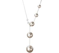 Générique Collier argent perle, collier Y en argent sterling 925, perles simulées irrégulières, style moderne original, coffret cadeau inclus, idéal pour cérémonies, galas et présents à offrir