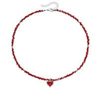 Générique Collier artisanal à la mode avec coeur d ' amour, charme élégant, perles de verre en alliage robuste pour un confort élégant, collier pendentif d ' amour