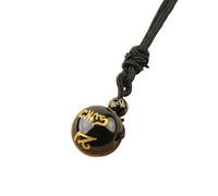 Générique Collier Avec Boules de Cristaux Naturels de 16 Mm pour Homme Et Femme|Pendentif en Perles Bouddhistes, Cordon Réglable, Amulette, Bijoux de Méditation, de Yoga, Cadeaux, Onyx Noir