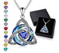 Générique Collier avec nœud celtique de la Trinité et pierre de naissance, collier avec nœud de sorcière et pierre de naissance, avec les pierres de naissance des 12 mois