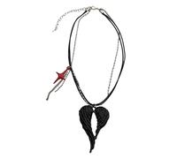 Générique Collier avec pendentif aile et cœur pour expression de rêve et d ' amour, chaîne de cou en alliage de qualité supérieure avec chaîne réglable, collier à ailes noires