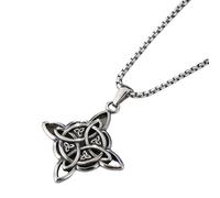Générique Collier avec pendentif crucifix, design inspiré du nœud chinois, chaîne de cou imposante pour hommes élégants et adolescents, charme oriental traditionnel