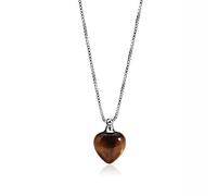Générique Collier Avec Pendentif Cœur en Cristal Naturel Et Chaîne en Argent pour Homme Et Femme|Collier Ras Du Cou Tendance Avec Breloque en Pierre Précieuse Et Œil de Tigre