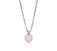Générique Collier Avec Pendentif Cœur en Cristal Naturel Et Chaîne en Argent pour Homme Et Femme|Collier Ras Du Cou Tendance Avec Amulette en Pierre Précieuse Et Quartz Rose