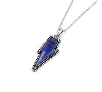 Générique Collier Avec Pendentif Éclair en Cristal Naturel, Pendentif Punk Avec Chaîne en Argent, Ras Du Cou en Pierres Précieuses Polies, Cadeaux pour Femmes Et Hommes, Anniversaire, Lapis-Lazuli