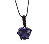 Générique Collier avec Pendentif En Cristal En Forme De Cœur, Fait À La Main, Corde Tissée, Pierre De Cristal Semi-Précieuse, Collier Ras Du Cou Réglable, Bijoux pour Femmes et Hommes, Sodalite