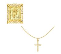 Générique Collier avec pendentif en forme de crucifix carré avec breloque initiale pour, chaîne en cuivre, convient pour un usage décontracté ou en soirée