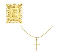 Générique Collier avec pendentif en forme de crucifix carré avec breloque initiale pour, chaîne en cuivre, convient pour un usage décontracté ou en soirée