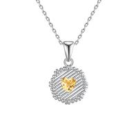 Générique Collier avec Pendentif En Forme De Cœur En Argent Sterling 925 et Citrine pour Femme, Accessoire De Mode, Magnifique Collier En Argent Brillant, Ras Du Cou Délicat
