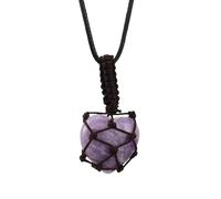 Générique Collier avec Pendentif En Forme De Cœur En Cristal De Naturelle pour Femmes et Hommes, Pierre De Mica Violette avec Pendentif En Corde Tissée À La Main, Bijoux Chakra, Cadeau pour Ami
