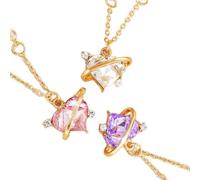 Générique Collier avec pendentif en forme de cœur pour femmes, accessoire tendance, chaîne en alliage texturé, bijoux pour occasions décontractées et spéciales, bijoux de rêve, 3 pièces