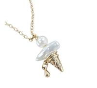 Générique Collier avec pendentif en perles de crème glacée avec un design unique polyvalent pour superposer des vêtements de fête décontractés en alliage de cuivre Collier de perles de crème glacée