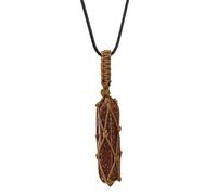 Générique Collier avec Pendentif En Pierre De Cristal De pour Hommes et Femmes, Pendentif Hexagonal En Corde Tissée À La Main, Collier En Pierre De Chakra Reiki, Bijoux En Pierre De Sable Doré